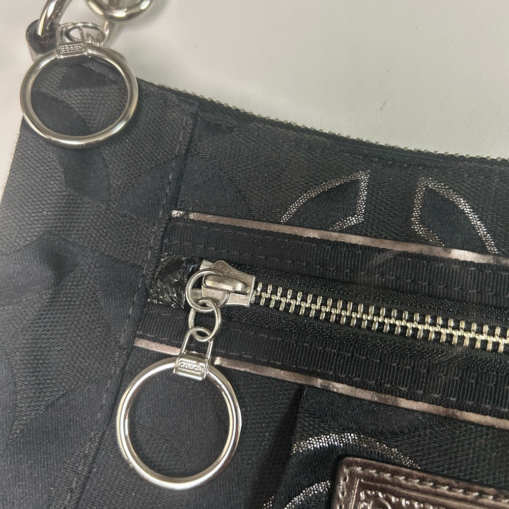 Coach Poppy Bag Black & Silver Women's Coach Purse Y2K Black Canvas "C" Logo - Picture 4 of 12